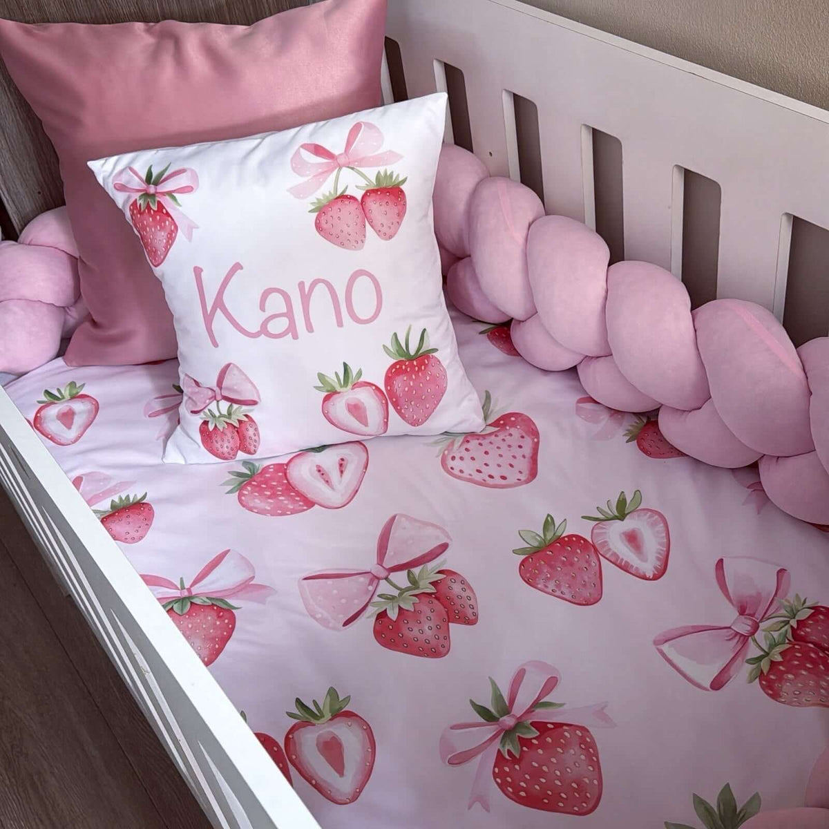 Cot Bedding - Pink Strawberry Set 02