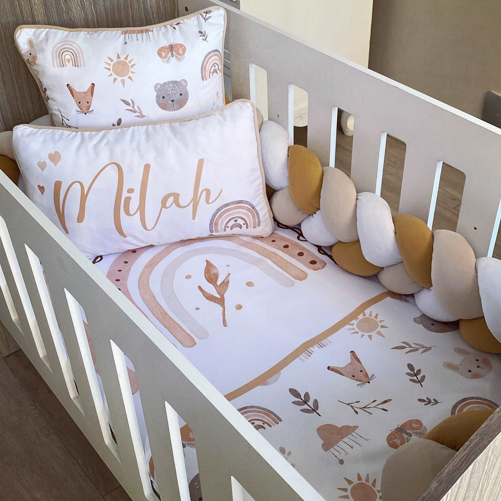 Cot Bedding - Boho Rainbow Set 01 baby neutral nursery linen set South Africa