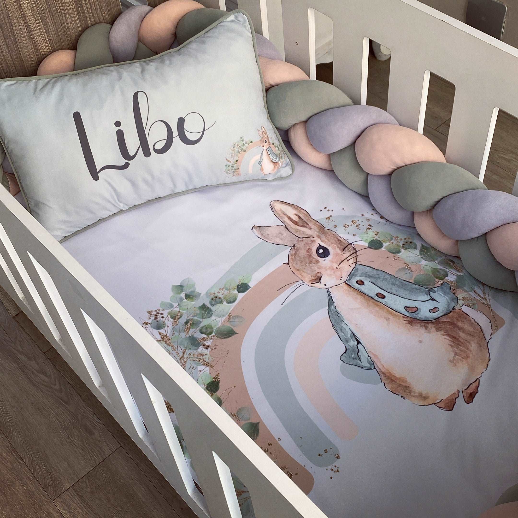 Cot Bedding - Sage Bunny Set 01 baby neutral nursery linen set South Africa