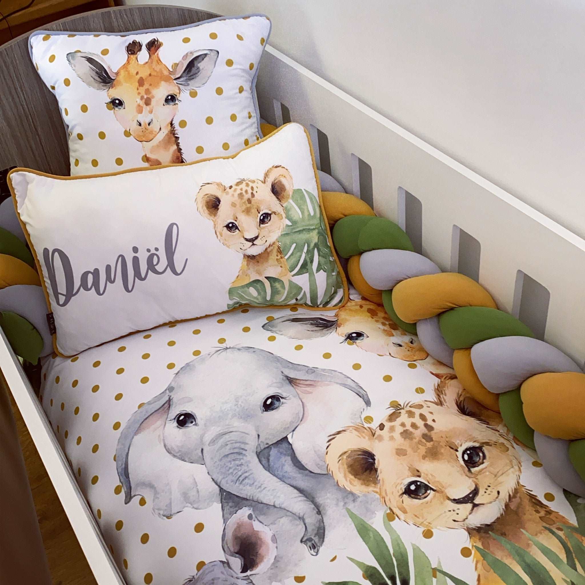 Cot Bedding - Mustard Safari Set 01 baby neutral nursery linen set South Africa