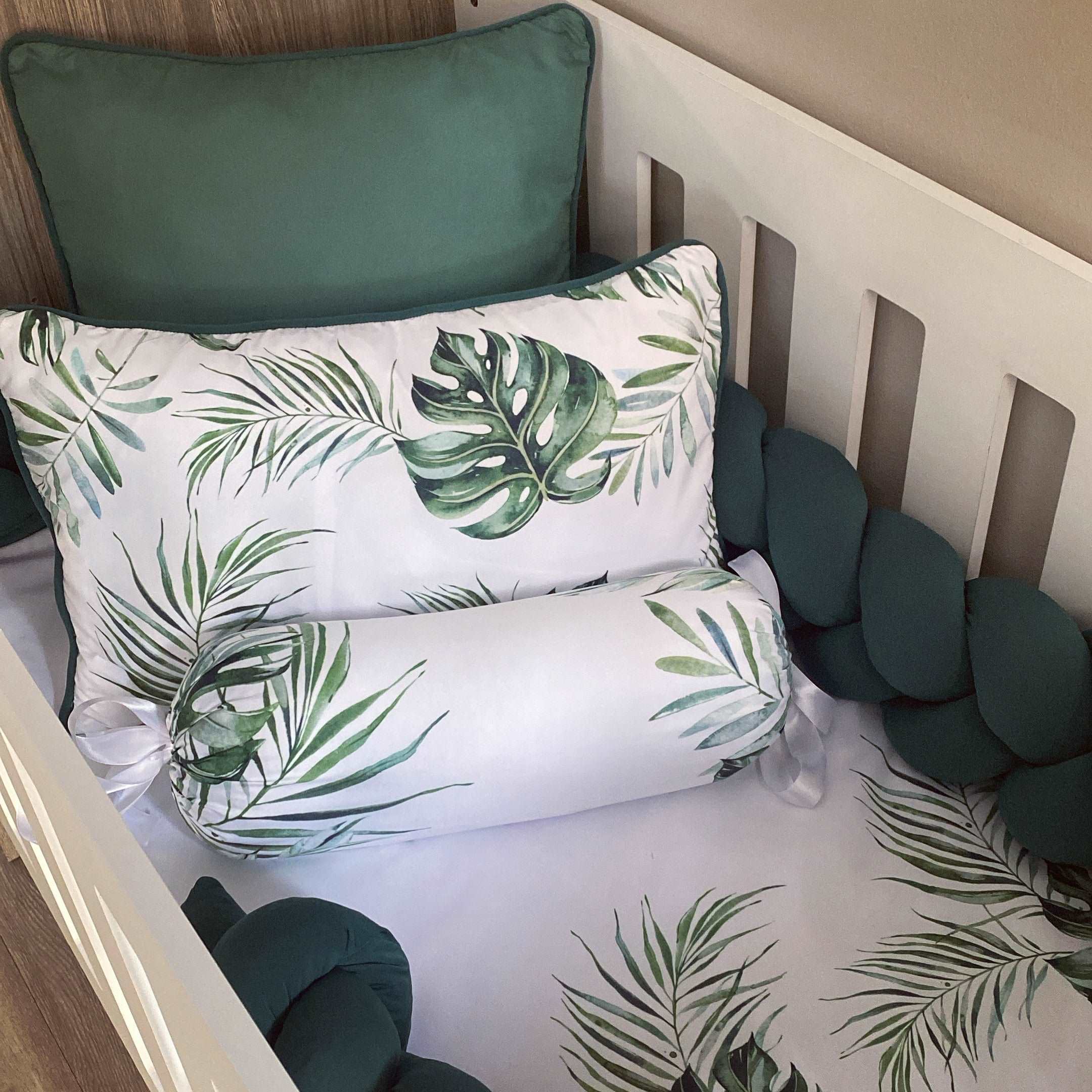 Cot Bedding - Emerald Green Leaf Set 02 baby neutral nursery linen set South Africa