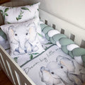 Cot Bedding - Sage Elephant Set 02 baby neutral nursery linen set South Africa