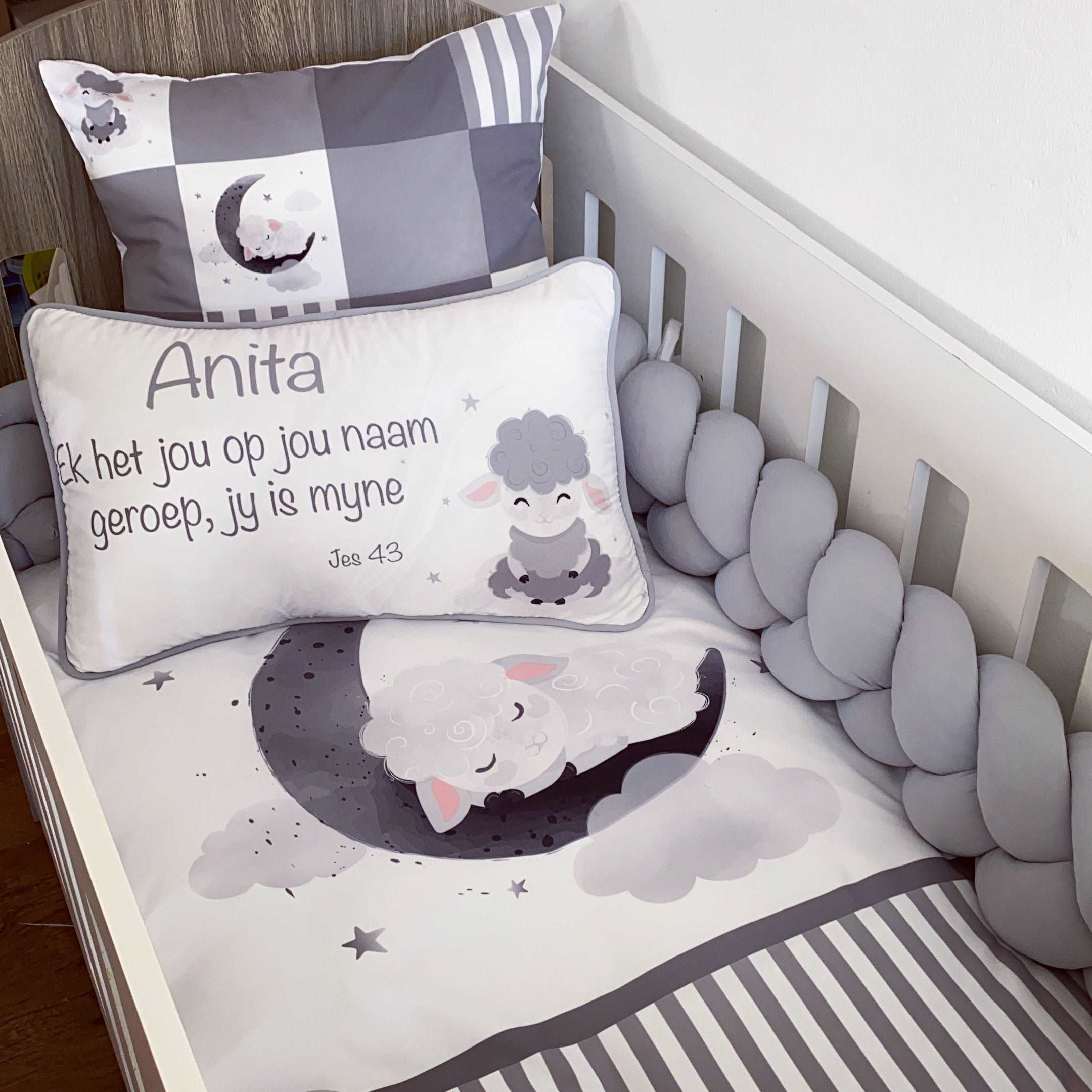 Cot Bedding - Grey Sheep Set 01 baby neutral nursery linen set South Africa