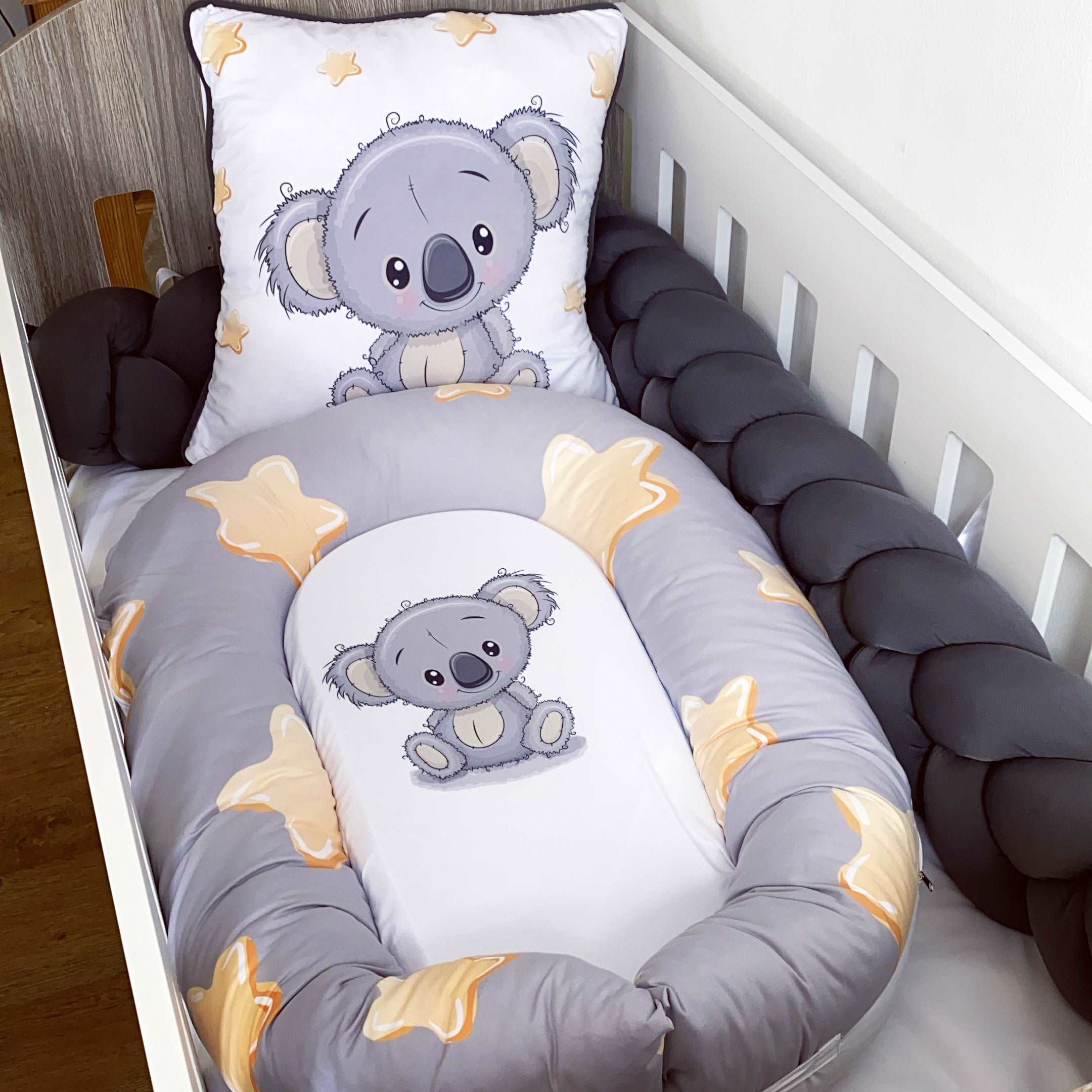 Cot Bedding - Grey Koala Set 01 baby neutral nursery linen set South Africa