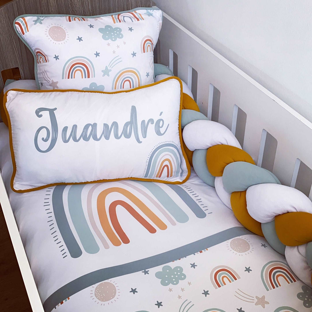 Cot Bedding - Mustard Sage Rainbow Set baby neutral nursery linen set South Africa