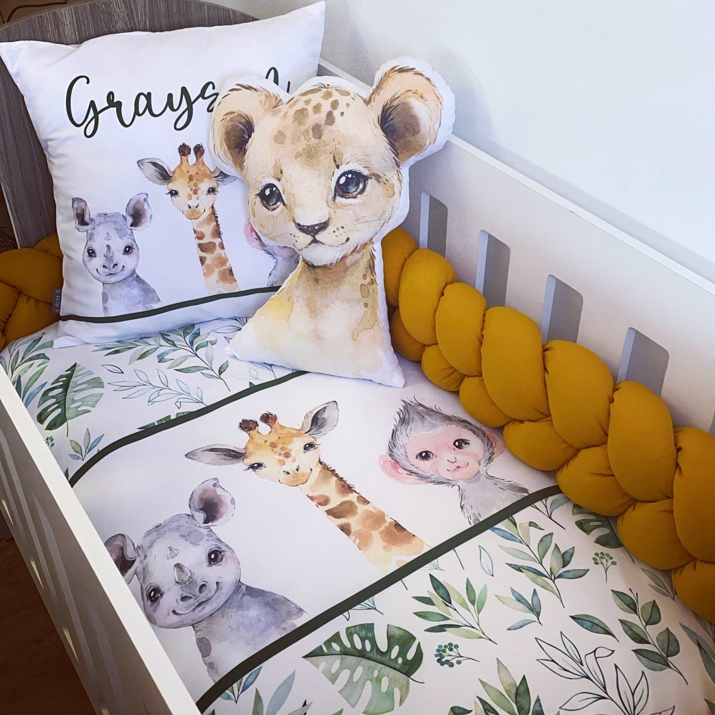 Cot Bedding - Mustard Safari Set 02 baby neutral nursery linen set South Africa