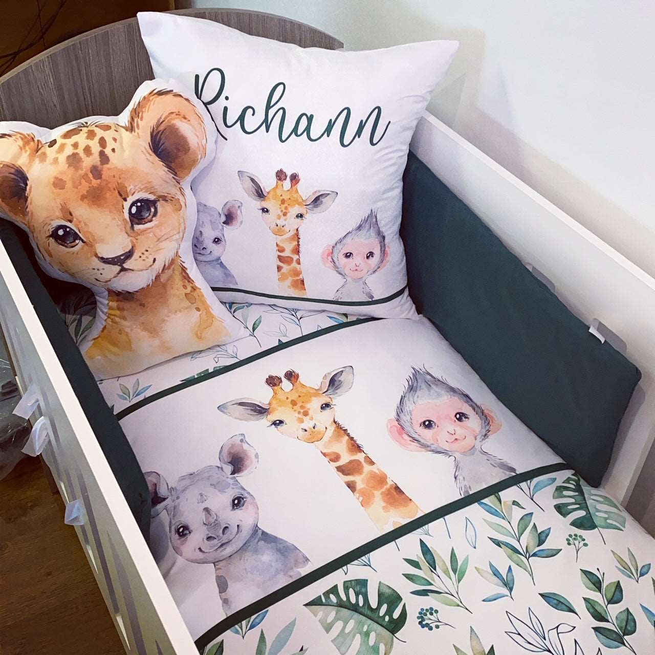 Cot Bedding - Emerald Green Safari Set 01 baby neutral nursery linen set South Africa