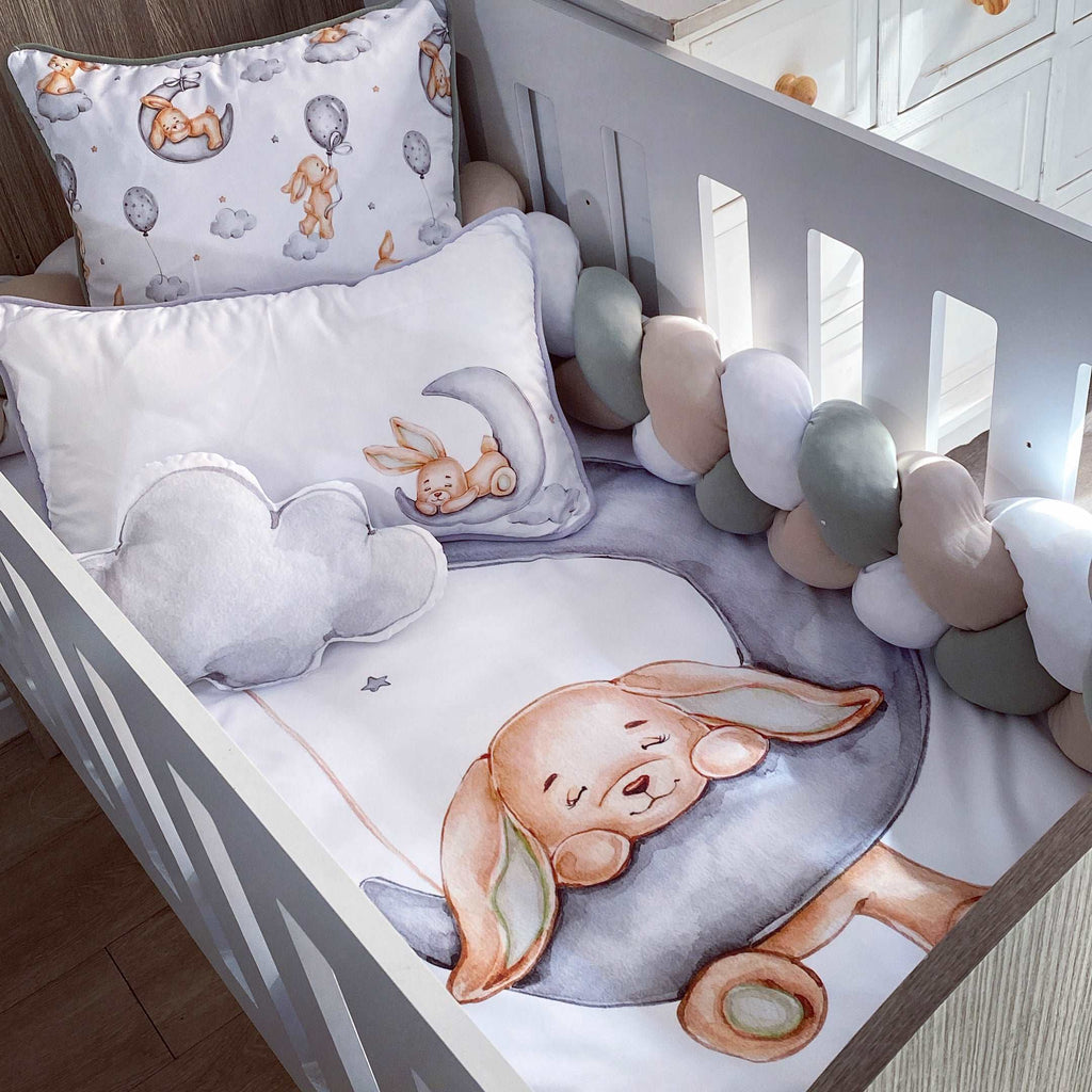 Cot Bedding - Grey Bunny Set 01 baby neutral nursery linen set South Africa