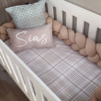 Cot Bedding - Stone Gingham Set 01 baby neutral nursery linen set South Africa