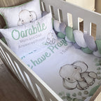 Cot Bedding - Sage Elephant Set 04 baby neutral nursery linen set South Africa