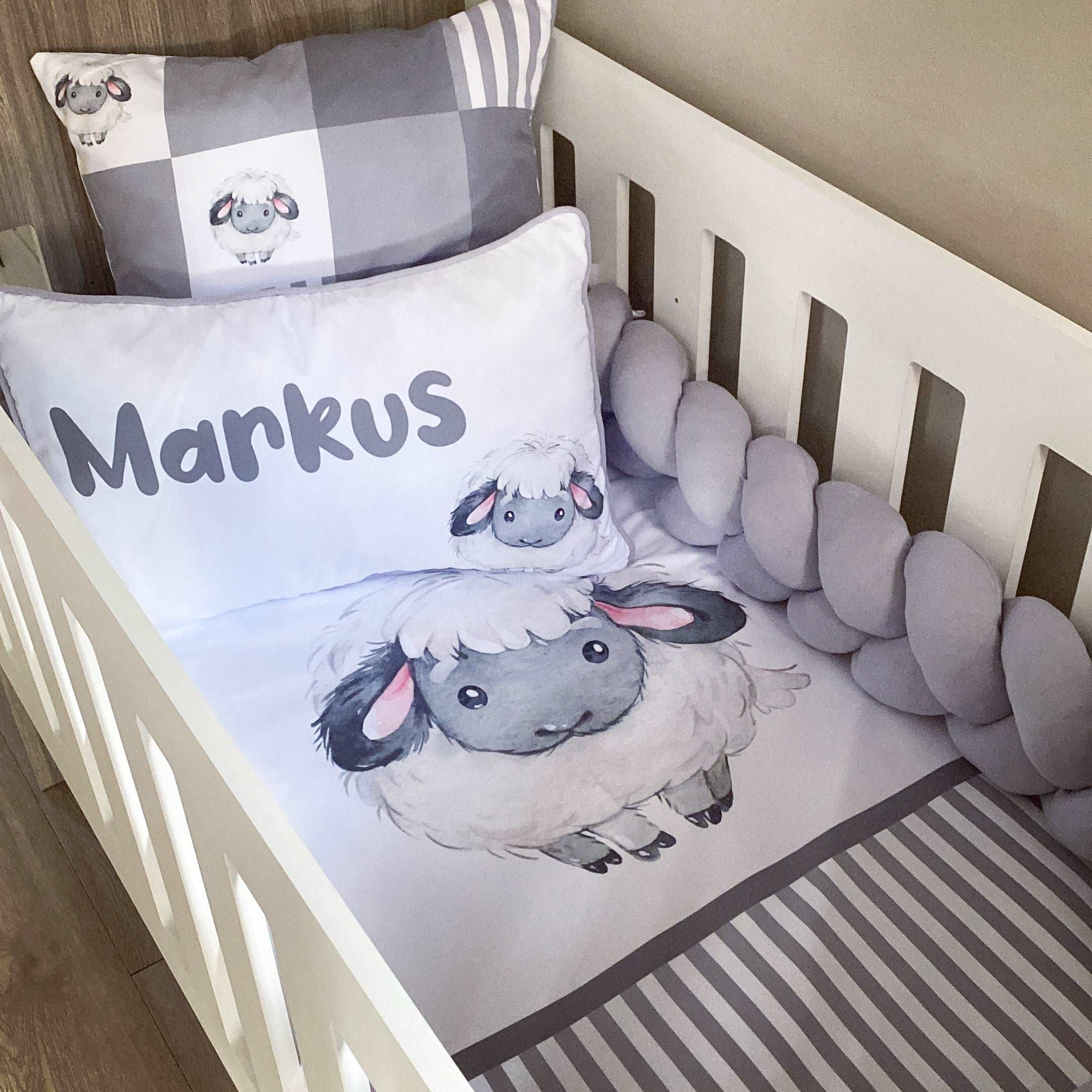 Cot Bedding - Grey Sheep Set 02 baby neutral nursery linen set South Africa
