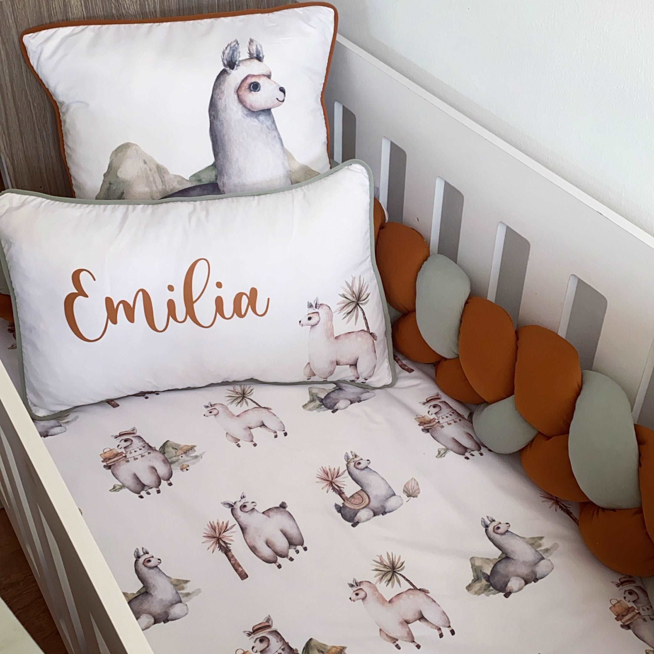 Cot Bedding - Mustard Llama Set 01 baby neutral nursery linen set South Africa
