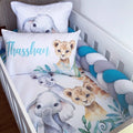 Cot Bedding - Aqua Safari Set 01 baby neutral nursery linen set South Africa