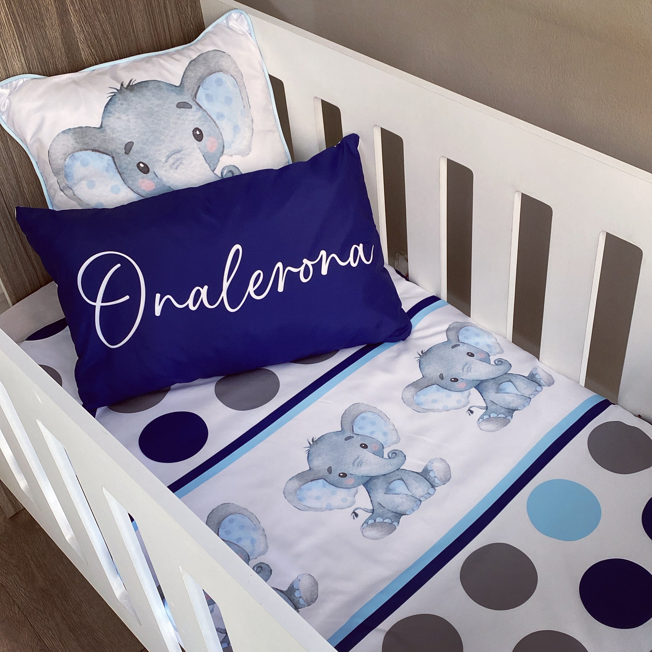 Cot Bedding - Blue Elephant Set 05 baby boy nursery linen set South Africa
