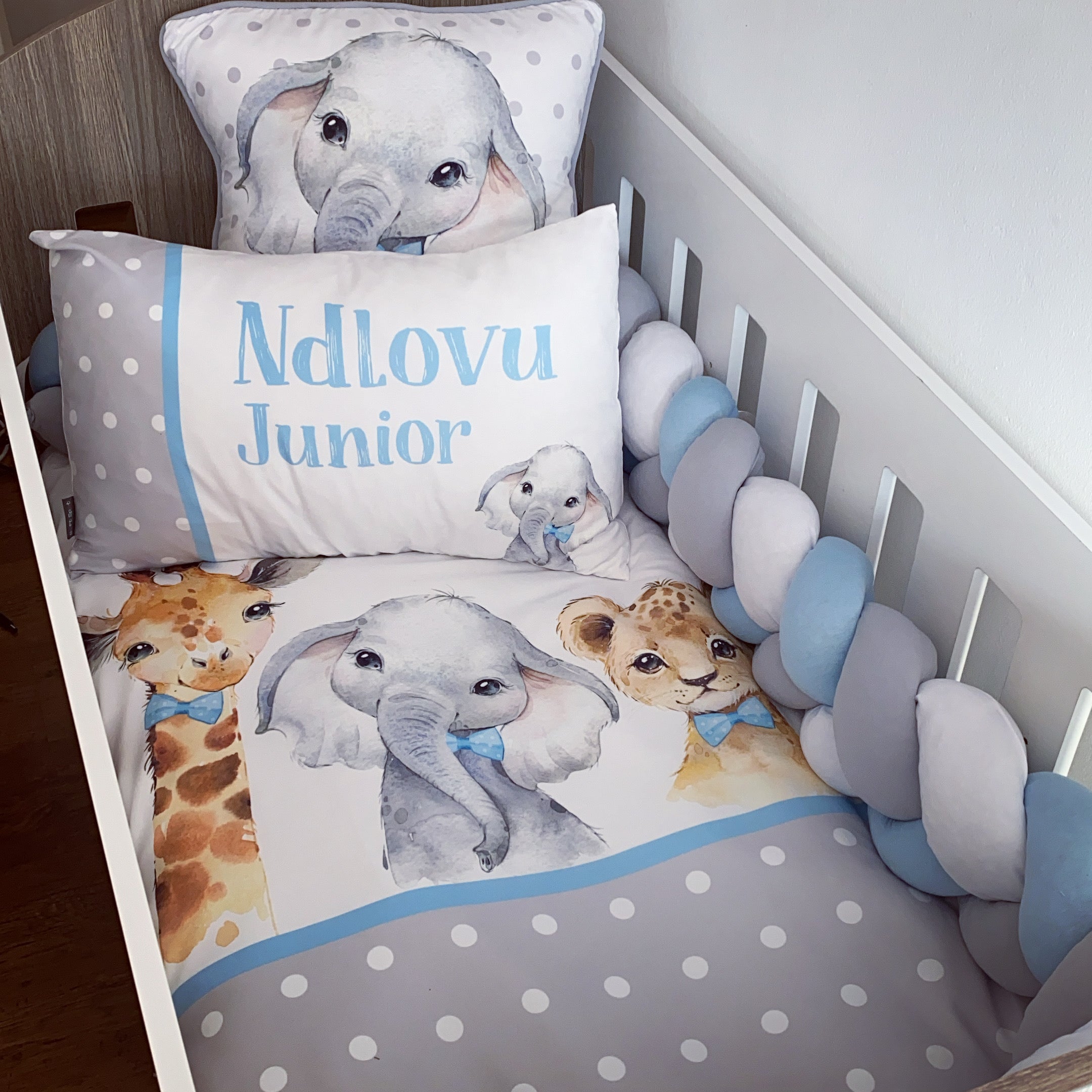 Cot Bedding - Blue Safari Set 05 baby boy nursery linen set South Africa