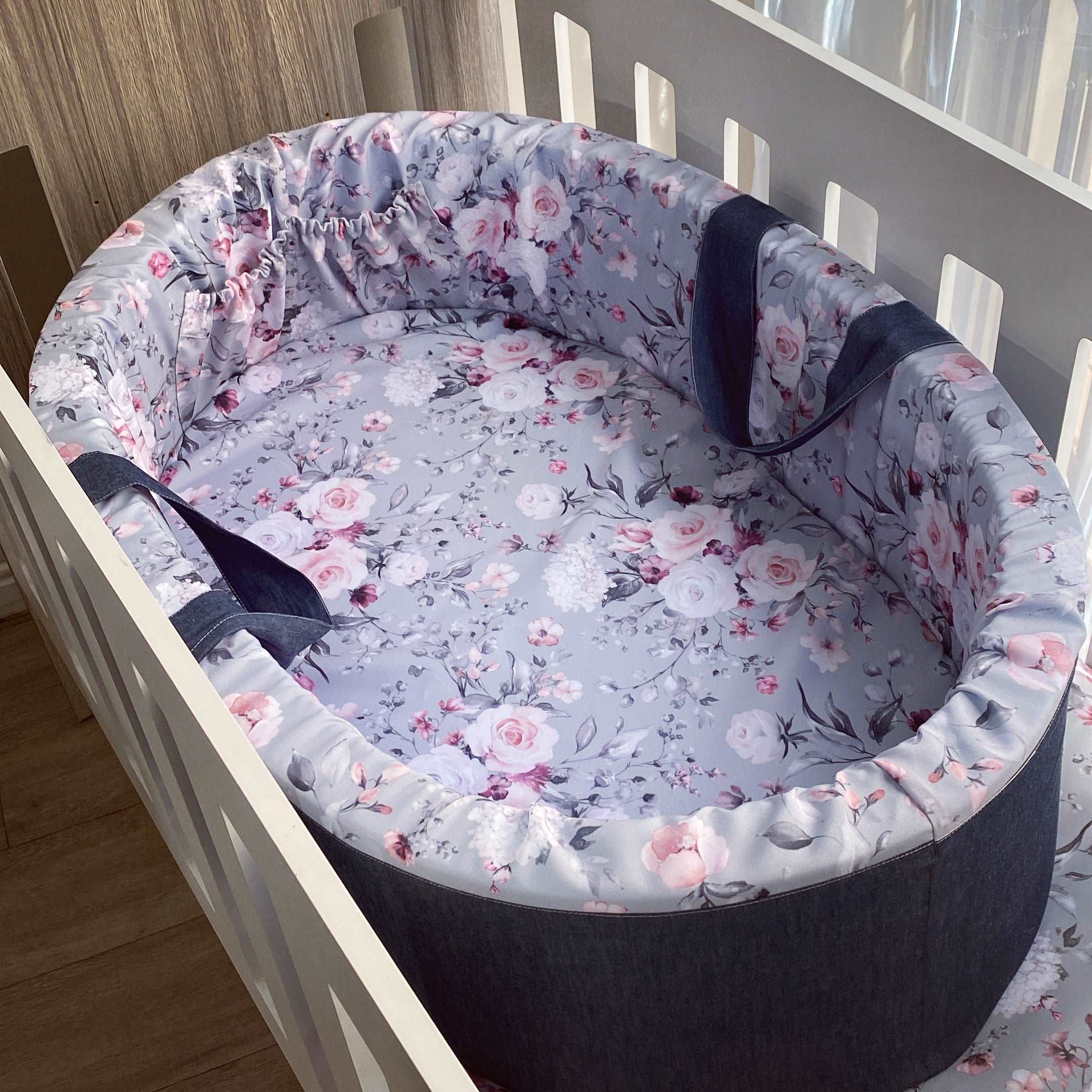 Carry Cot - Grey Floral 01 baby carry cots South Africa