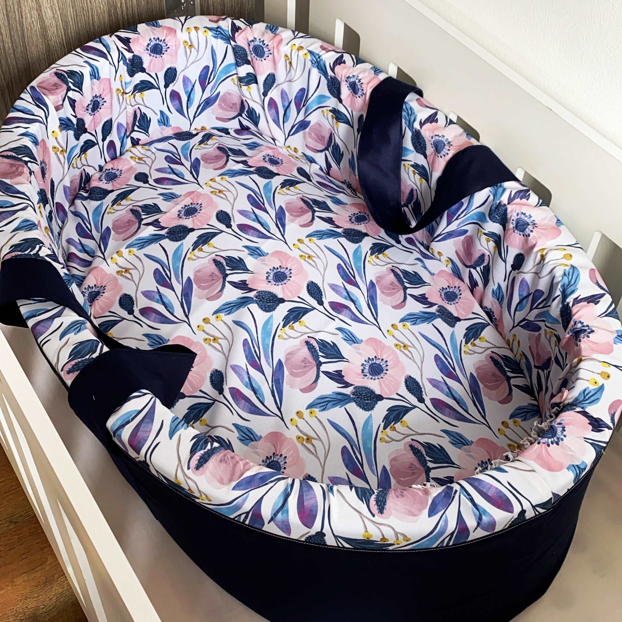 Carry Cot - Navy Flower 01 baby carry cots South Africa