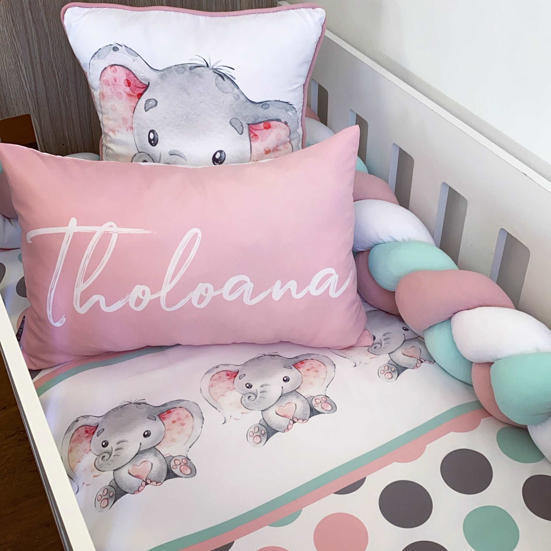 Cot Bedding - Pink Elephant Set 09