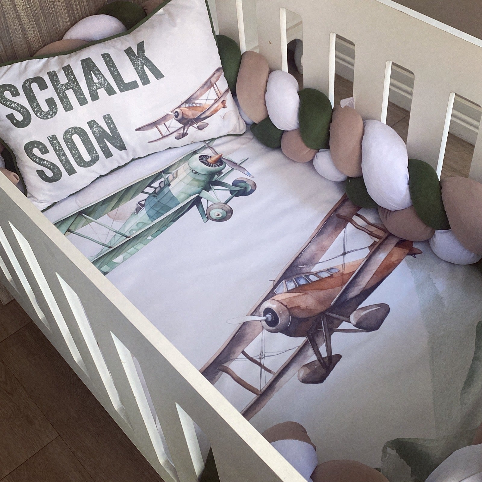 Cot Bedding - Vintage Plane Set 01 baby boy nursery linen set South Africa