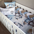 Cot Bedding - Blue Elephant Plane Set 01 baby boy nursery linen set South Africa