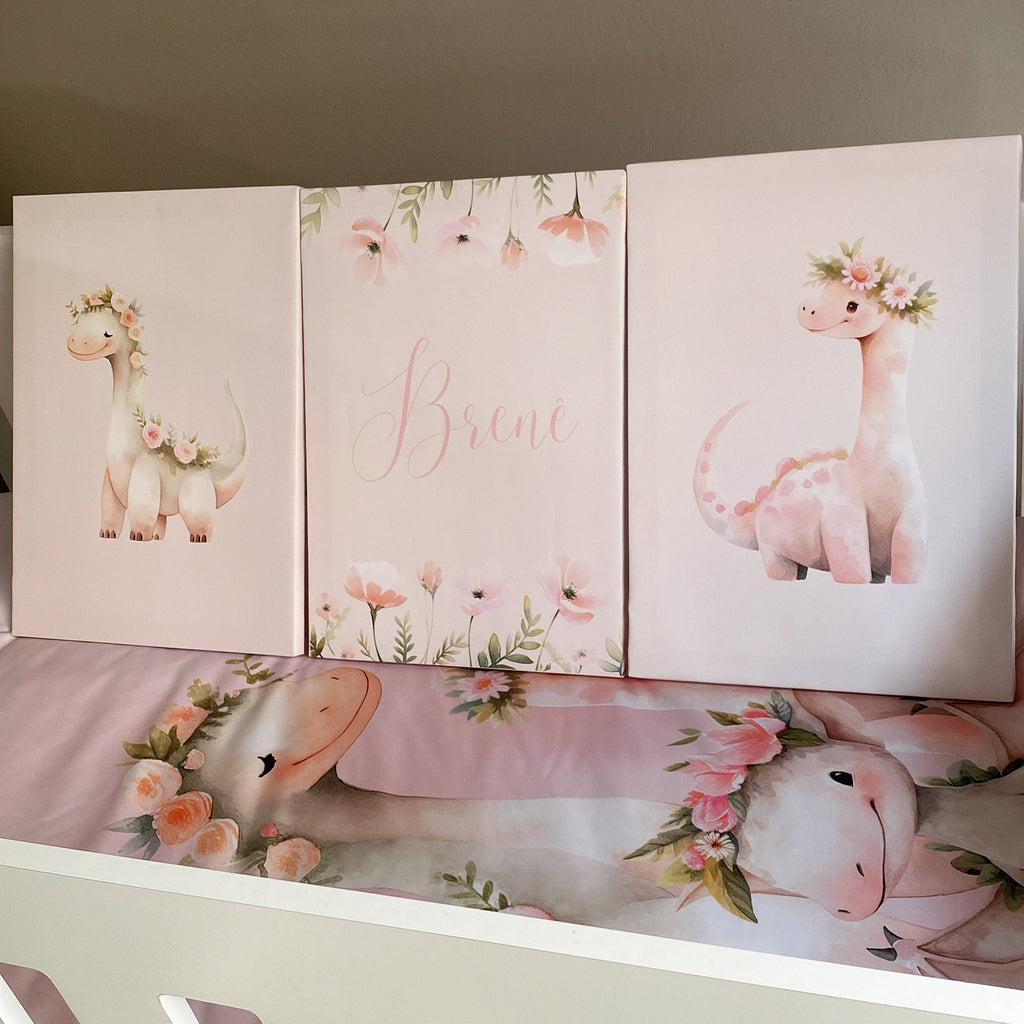 Cot Bedding - Pink Dinosaur Set 01