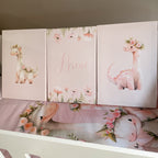 Cot Bedding - Pink Dinosaur Set 01