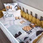 Cot Bedding - Mustard Construction Set 01 baby boy nursery linen set South Africa