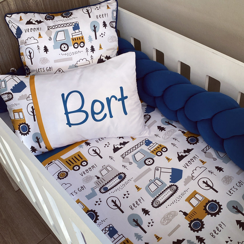 Cot Bedding - Dark Blue Construction Set 01 baby boy nursery linen set South Africa