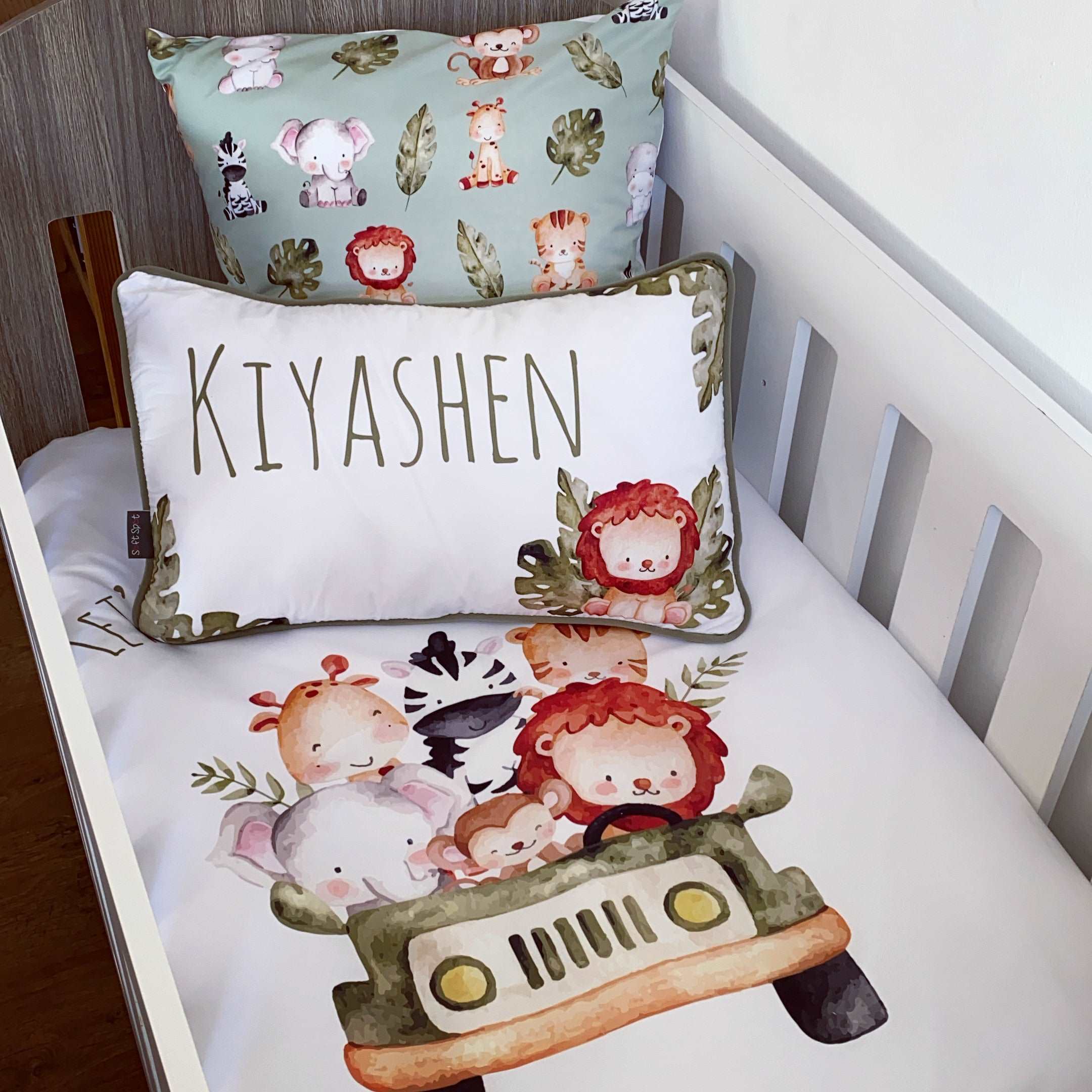 Cot Bedding - Green Safari Set 06 baby boy nursery linen set South Africa
