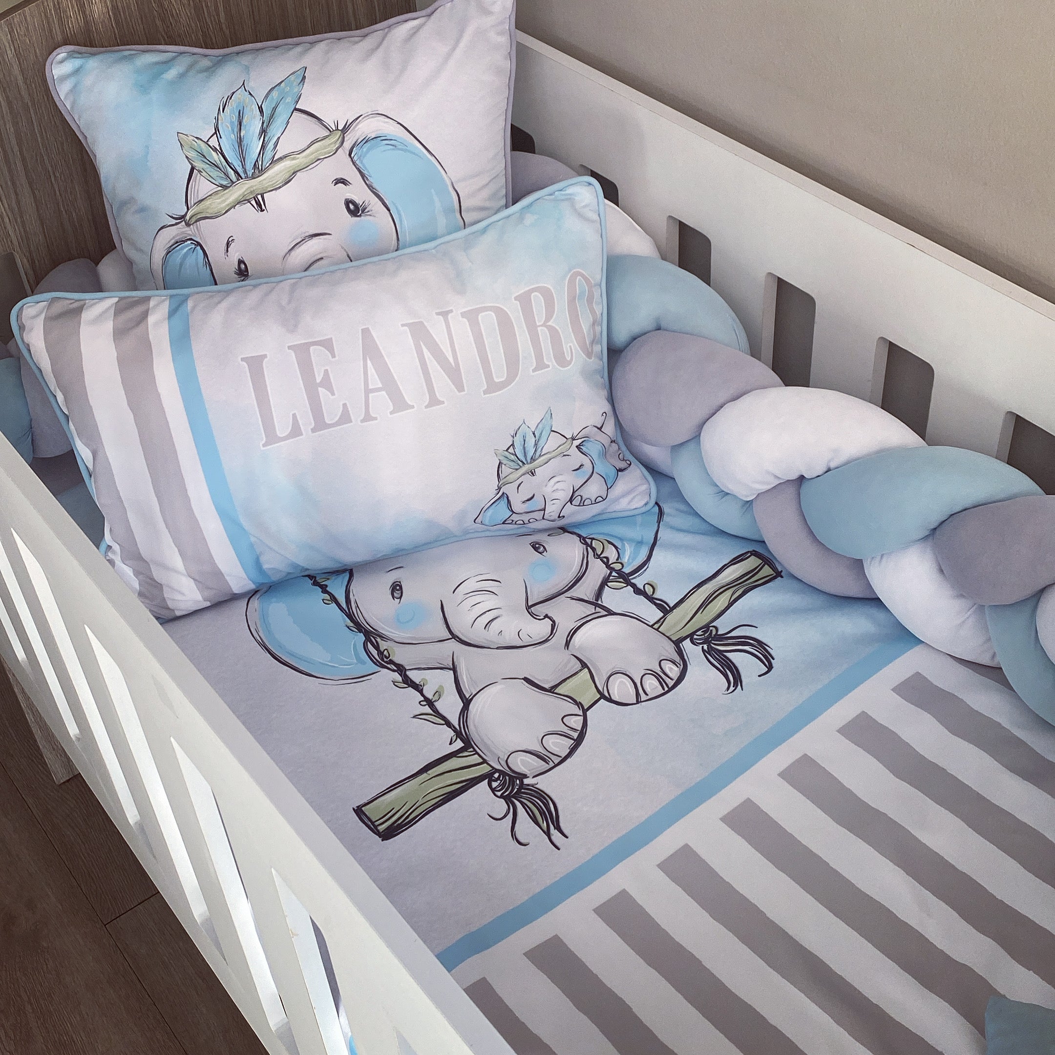 Cot Bedding - Blue Elephant Set 03 baby boy nursery linen set South Africa