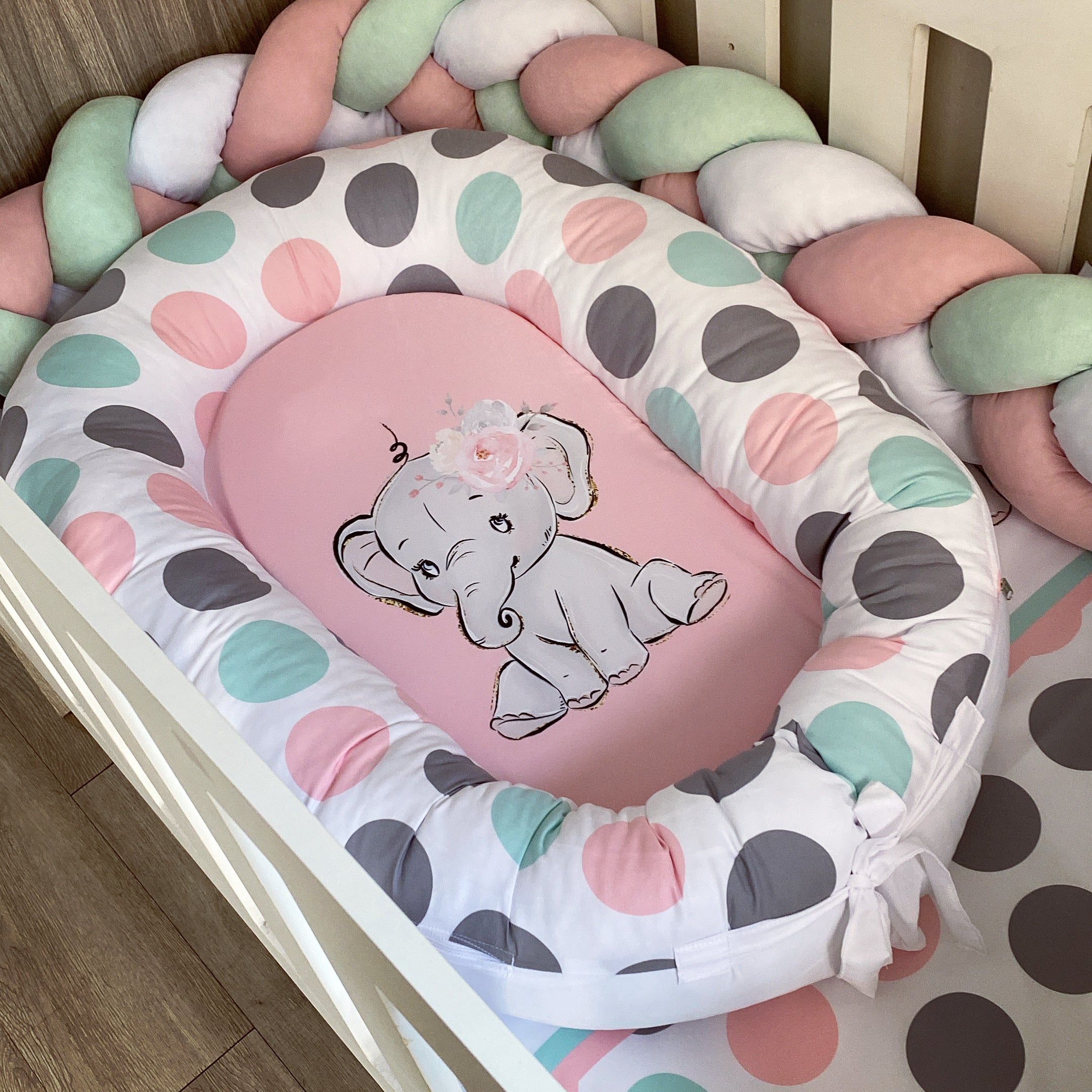 Cot Bedding - Pink Elephant Set 24
