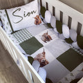 Cot Bedding - Olive Grey Highland Cow Set 01 baby boy nursery linen set South Africa