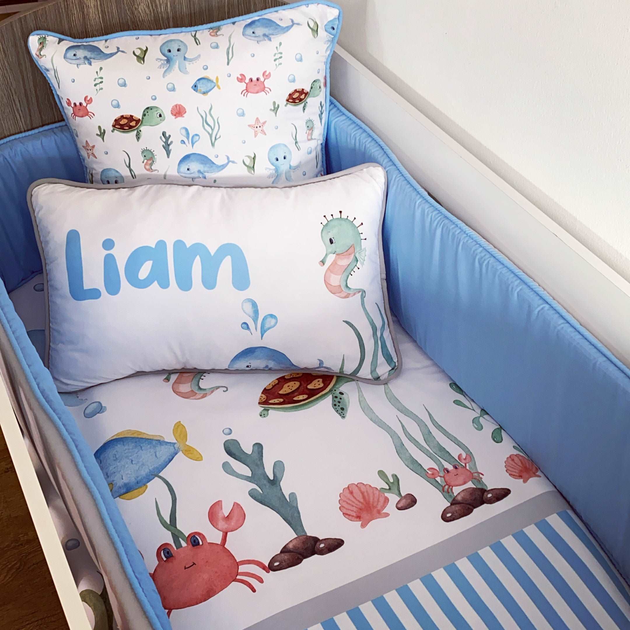 Cot Bedding - Blue Under the Sea Set 01 baby boy nursery linen set South Africa