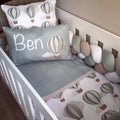 Cot Bedding - Sage Elephant Balloon Set 01 baby neutral nursery linen set South Africa