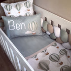 Cot Bedding - Sage Elephant Balloon Set 01 baby neutral nursery linen set South Africa