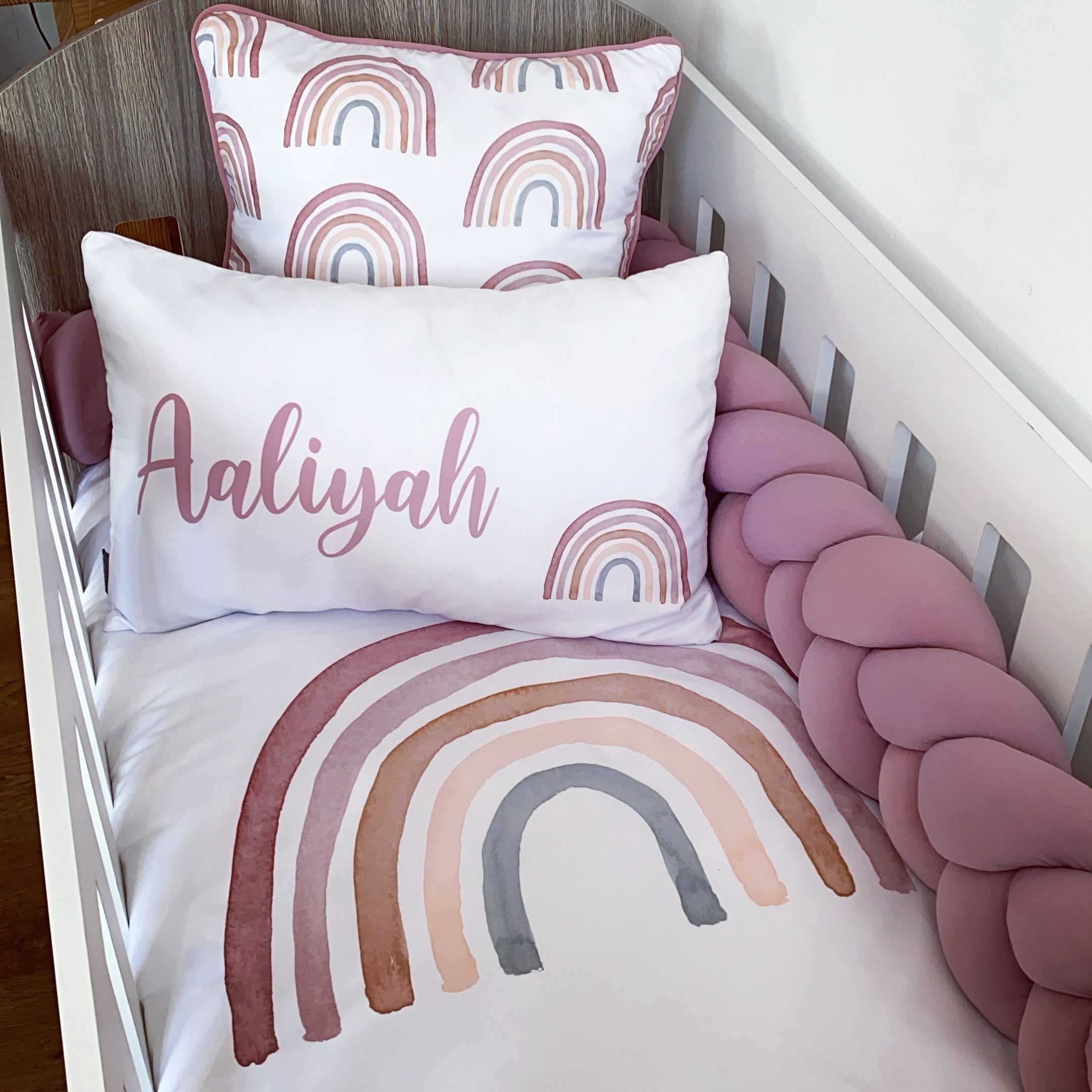 Cot Bedding - Pink Boho Rainbow Set 03