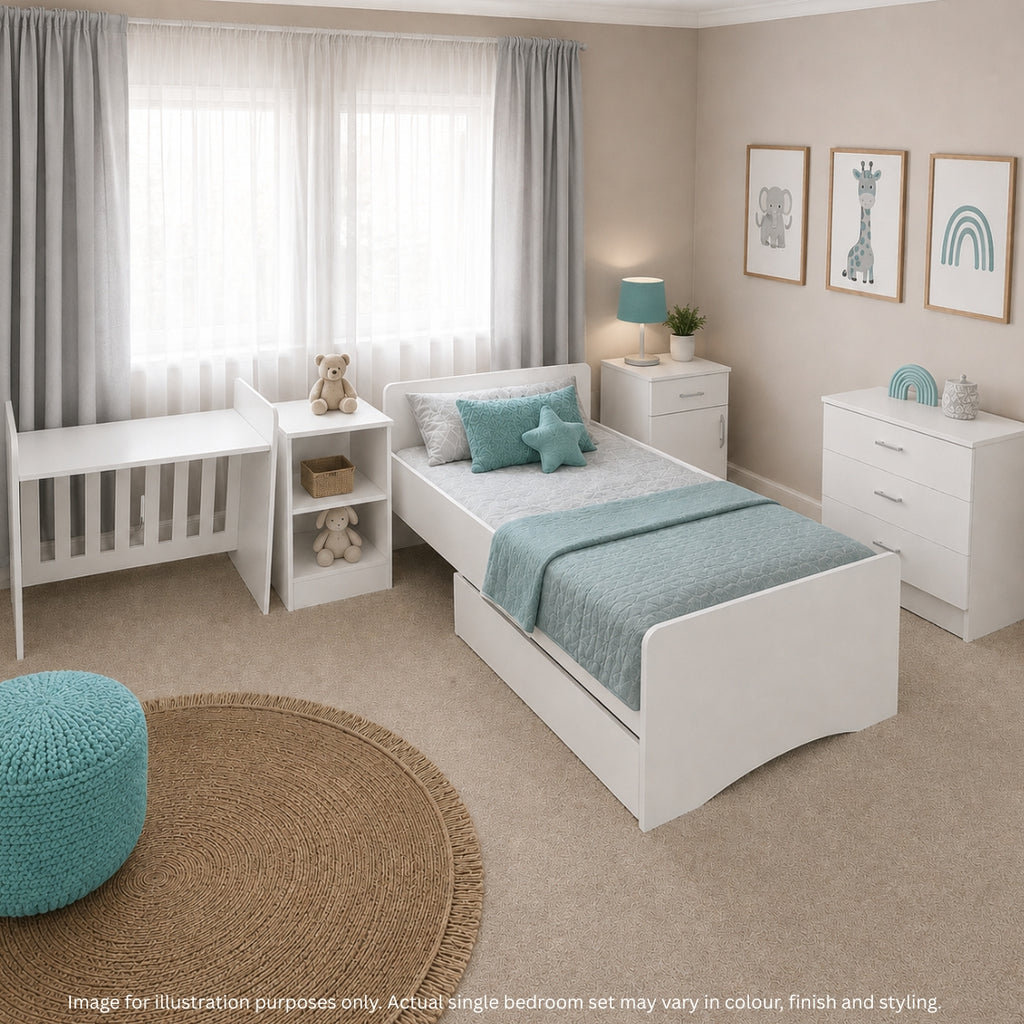 Baby Bedroom in a Box - 5-in-1 Cot - Melamine White - B0390