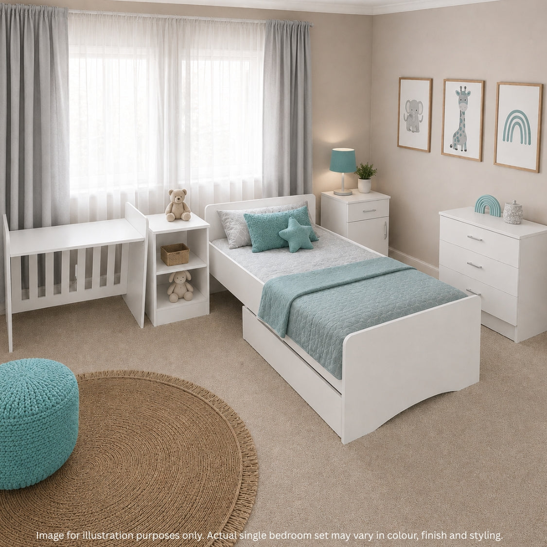 Baby Bedroom in a Box - 5-in-1 Cot - Melamine White - B0390