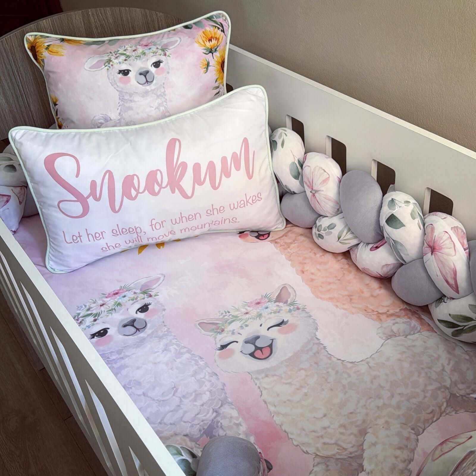 Cot Bedding - Pink Llama Set 05