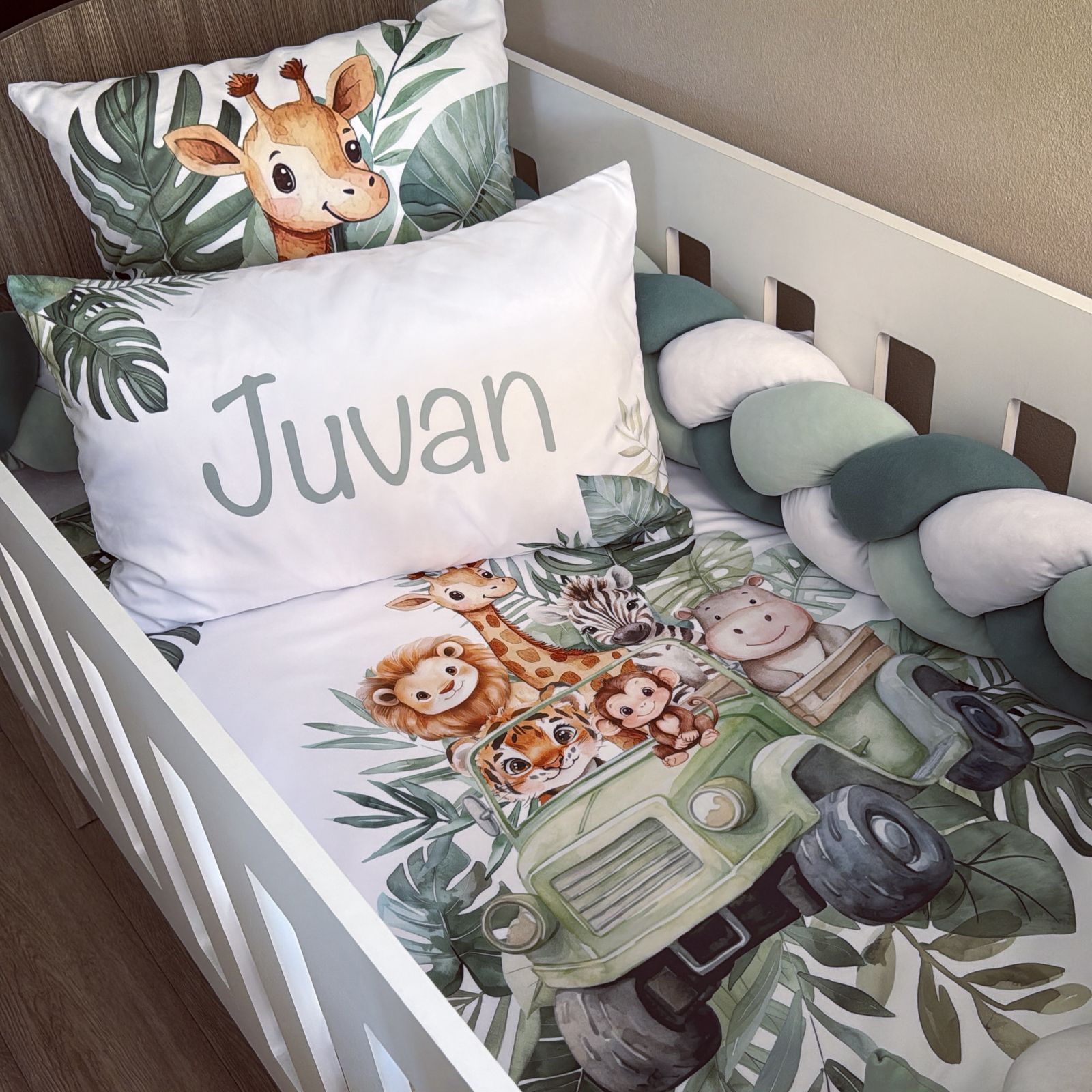 Cot Bedding - Green Safari Set 12 baby neutral nursery linen set South Africa