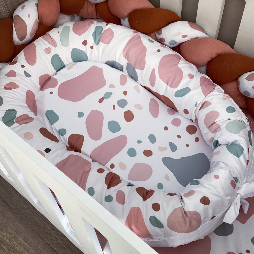 Cot Bedding - Pink Terrazzo Pattern Set 01