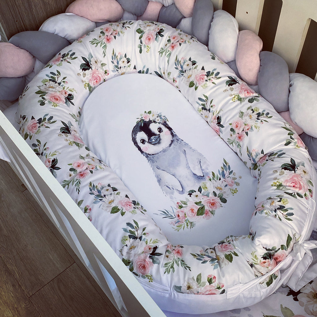 Cot Bedding - Pink Penguin Set 06