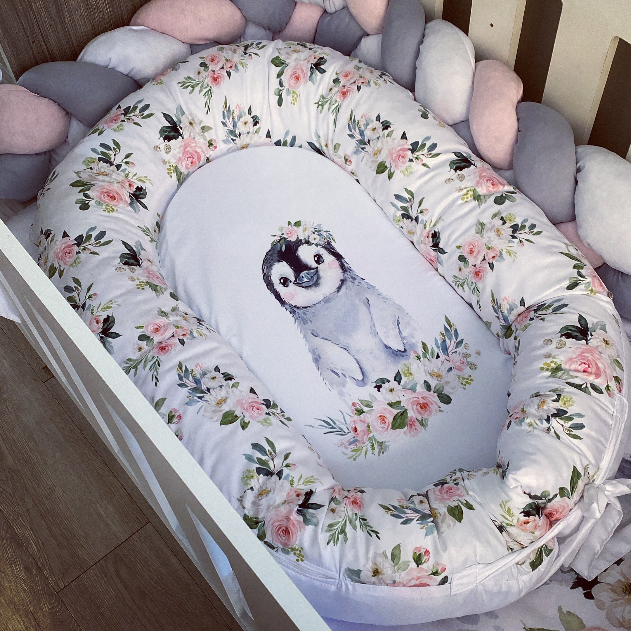 Cot Bedding - Pink Penguin Set 06