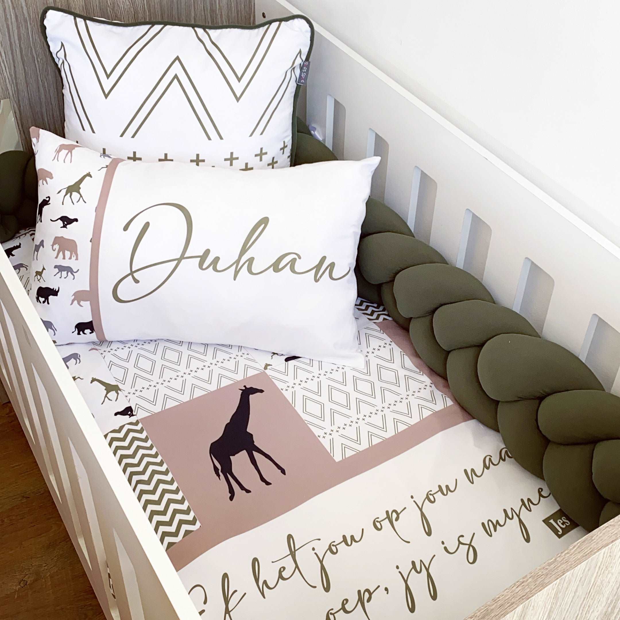 Cot Bedding - Green Safari Set 08 baby boy nursery linen set South Africa