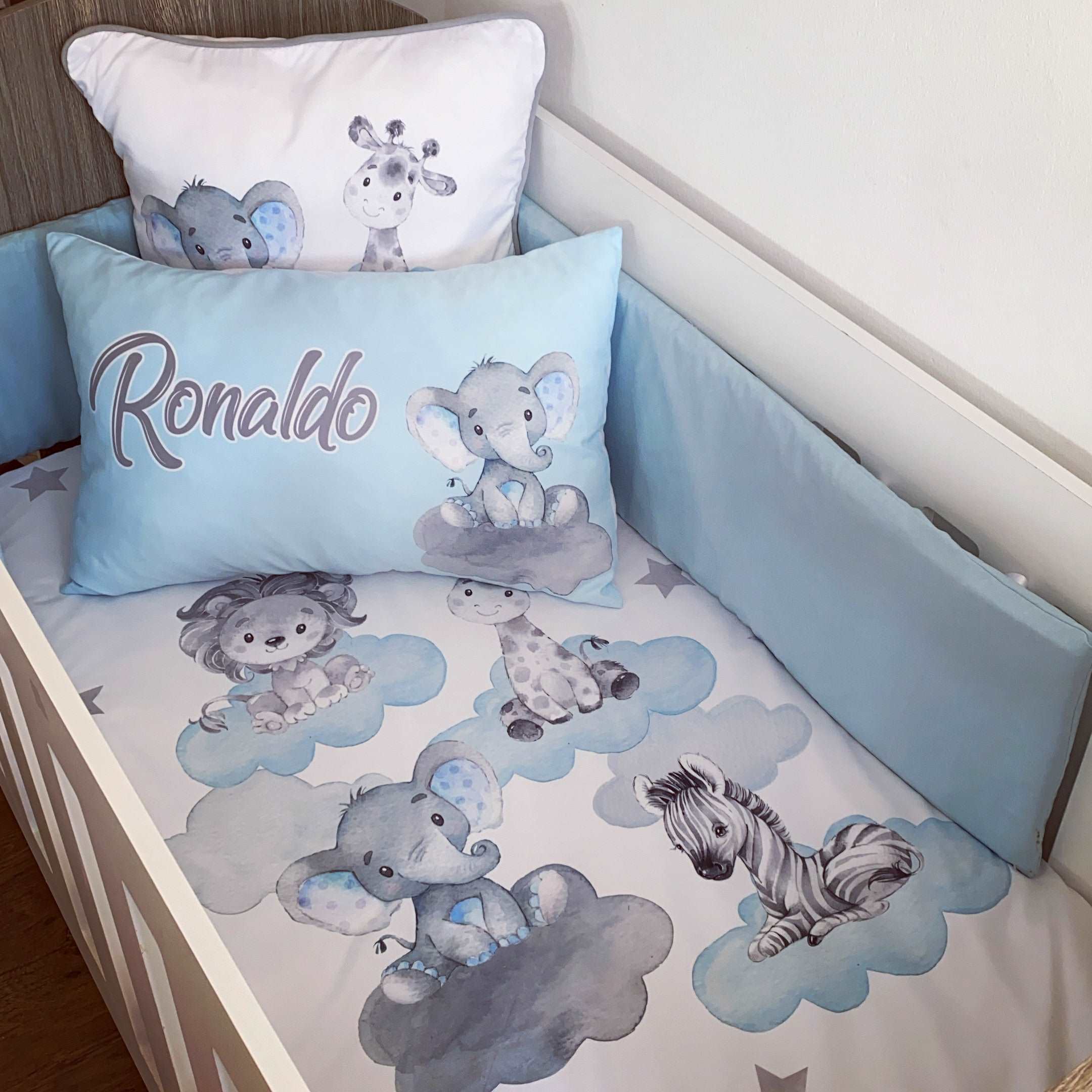 Cot Bedding - Blue Safari Set 03 baby boy nursery linen set South Africa