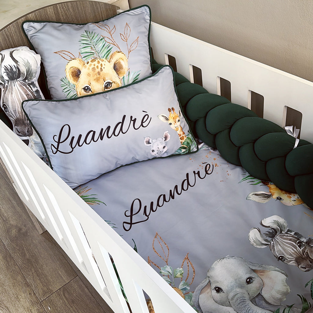 Cot Bedding - Grey Safari Set 02 baby neutral nursery linen set South Africa