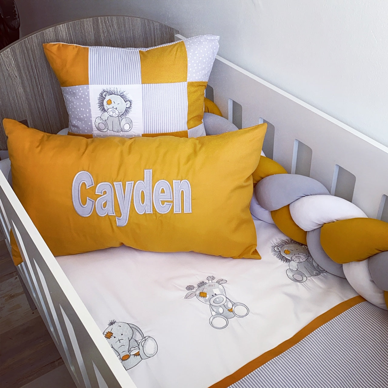 Cot Bedding - Mustard Safari Set 05 baby neutral nursery linen set South Africa