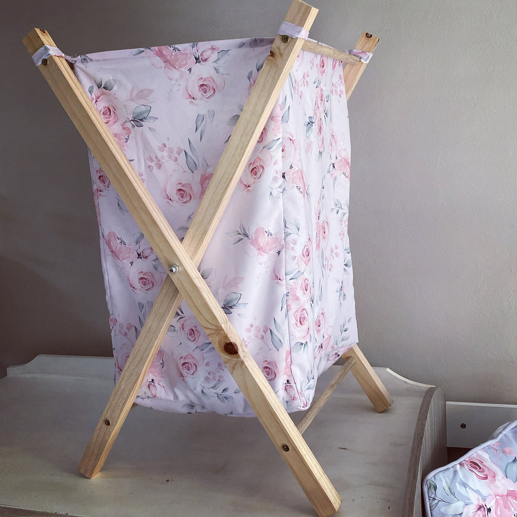 Wooden Laundry Baskets  - Pink Flower 01