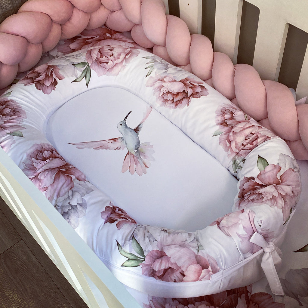 Cot Bedding - Pink Peony Bird Set 01