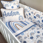 Cot Bedding - Blue Rainbow 03 baby boy nursery linen set South Africa